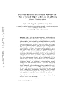 SiaTrans: Siamese Transformer Network for RGB-D Salient Object Detection
  with Depth Image Classification