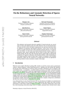 On the Robustness and Anomaly Detection of Sparse Neural Networks