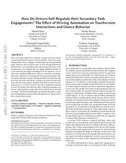 How Do Drivers Self-Regulate their Secondary Task Engagements? The
  Effect of Driving Automation on Touchscreen Interactions and Glance Behavior