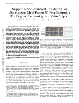 Snipper: A Spatiotemporal Transformer for Simultaneous Multi-Person 3D
  Pose Estimation Tracking and Forecasting on a Video Snippet