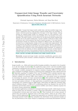 Unsupervised Joint Image Transfer and Uncertainty Quantification Using
  Patch Invariant Networks