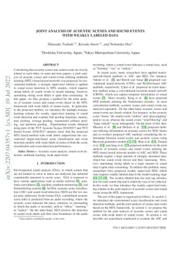 Joint Analysis of Acoustic Scenes and Sound Events with Weakly labeled
  Data
