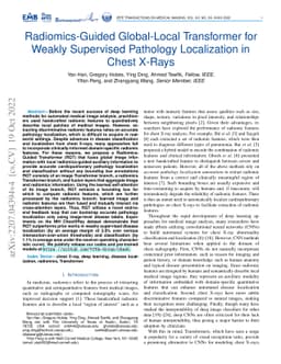 Radiomics-Guided Global-Local Transformer for Weakly Supervised
  Pathology Localization in Chest X-Rays