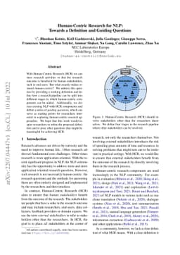 Human-Centric Research for NLP: Towards a Definition and Guiding
  Questions