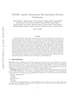 NGAME: Negative Mining-aware Mini-batching for Extreme Classification