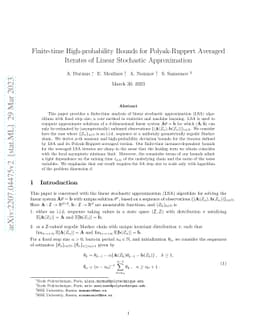 Finite-time High-probability Bounds for Polyak-Ruppert Averaged Iterates
  of Linear Stochastic Approximation