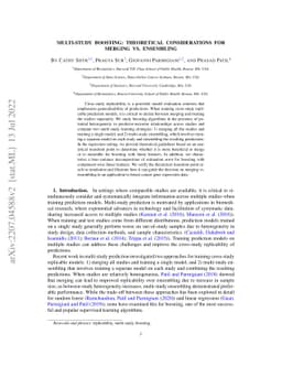 Multi-Study Boosting: Theoretical Considerations for Merging vs.
  Ensembling