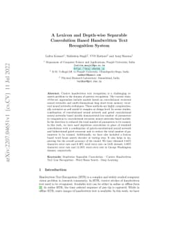 A Lexicon and Depth-wise Separable Convolution Based Handwritten Text
  Recognition System