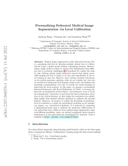 Personalizing Federated Medical Image Segmentation via Local Calibration