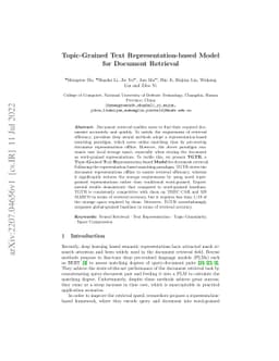 Topic-Grained Text Representation-based Model for Document Retrieval
