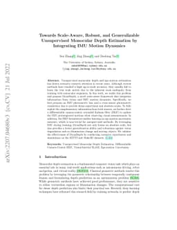 Towards Scale-Aware, Robust, and Generalizable Unsupervised Monocular
  Depth Estimation by Integrating IMU Motion Dynamics