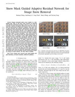 Snow Mask Guided Adaptive Residual Network for Image Snow Removal