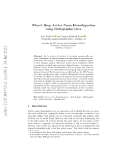 Whois? Deep Author Name Disambiguation using Bibliographic Data