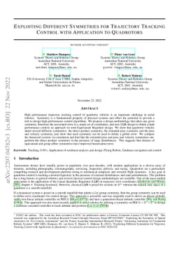Exploiting Different Symmetries for Trajectory Tracking Control with
  Application to Quadrotors