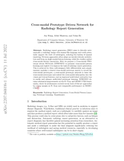 Cross-modal Prototype Driven Network for Radiology Report Generation