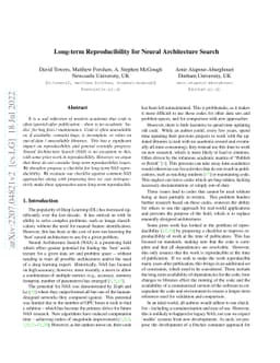 Long-term Reproducibility for Neural Architecture Search