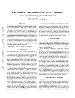 Forward Error Correction applied to JPEG-XS codestreams