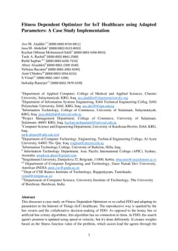 Fitness Dependent Optimizer for IoT Healthcare using Adapted Parameters:
  A Case Study Implementation