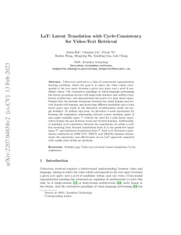 LaT: Latent Translation with Cycle-Consistency for Video-Text Retrieval