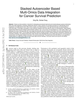 Stacked Autoencoder Based Multi-Omics Data Integration for Cancer
  Survival Prediction
