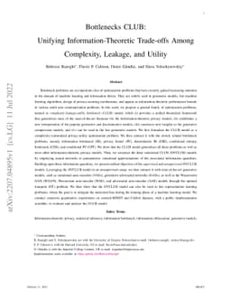 Bottlenecks CLUB: Unifying Information-Theoretic Trade-offs Among
  Complexity, Leakage, and Utility