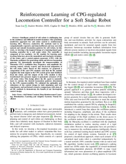 Reinforcement Learning of CPG-regulated Locomotion Controller for a Soft
  Snake Robot
