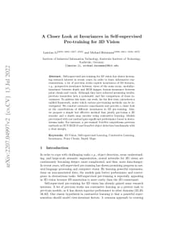 A Closer Look at Invariances in Self-supervised Pre-training for 3D
  Vision