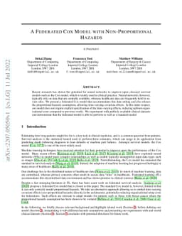 A Federated Cox Model with Non-Proportional Hazards