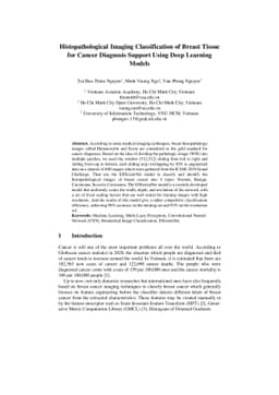 Histopathological Imaging Classification of Breast Tissue for Cancer
  Diagnosis Support Using Deep Learning Models