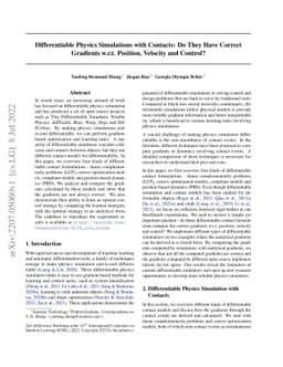 Differentiable Physics Simulations with Contacts: Do They Have Correct
  Gradients w.r.t. Position, Velocity and Control?