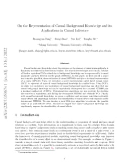 On the Representation of Causal Background Knowledge and its
  Applications in Causal Inference