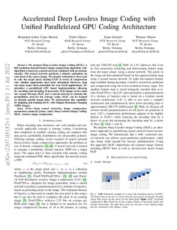 Accelerated Deep Lossless Image Coding with Unified Paralleleized GPU
  Coding Architecture
