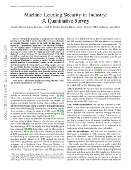 Machine Learning Security in Industry: A Quantitative Survey