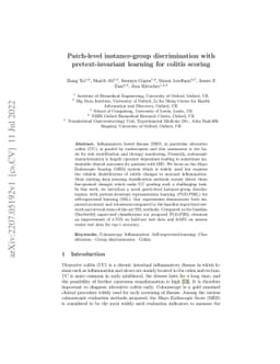 Patch-level instance-group discrimination with pretext-invariant
  learning for colitis scoring