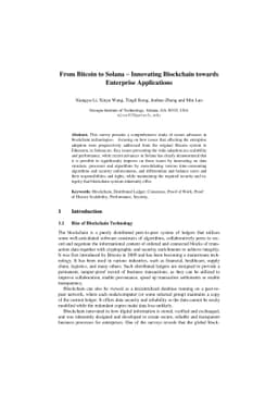 From Bitcoin to Solana -- Innovating Blockchain towards Enterprise
  Applications