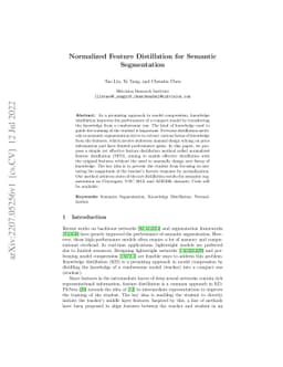 Normalized Feature Distillation for Semantic Segmentation