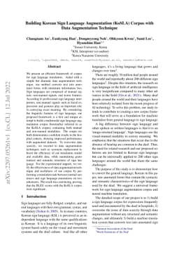 Building Korean Sign Language Augmentation (KoSLA) Corpus with Data
  Augmentation Technique