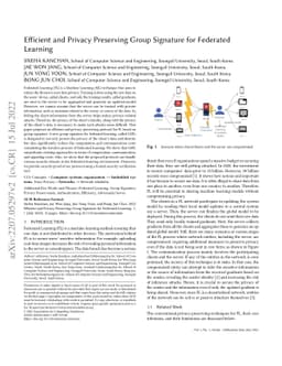 Efficient and Privacy Preserving Group Signature for Federated Learning