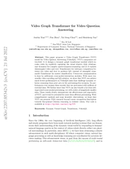 Video Graph Transformer for Video Question Answering