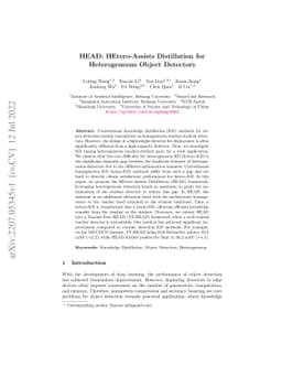 HEAD: HEtero-Assists Distillation for Heterogeneous Object Detectors