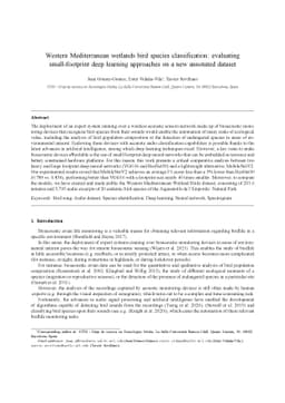 Western Mediterranean wetlands bird species classification: evaluating
  small-footprint deep learning approaches on a new annotated dataset