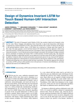 Design of Dynamics Invariant LSTM for Touch Based Human-UAV Interaction
  Detection