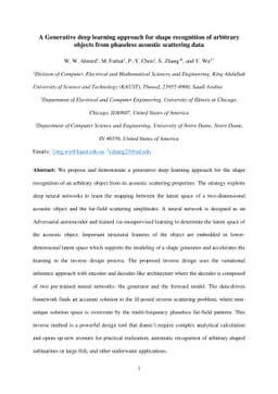 A Generative deep learning approach for shape recognition of arbitrary
  objects from phaseless acoustic scattering data