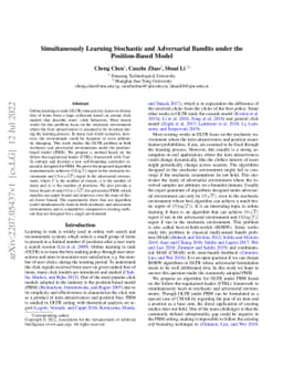 Simultaneously Learning Stochastic and Adversarial Bandits under the
  Position-Based Model