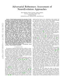 Adversarial Robustness Assessment of NeuroEvolution Approaches