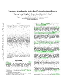 Uncertainty-Aware Learning Against Label Noise on Imbalanced Datasets