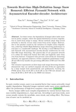 Towards Real-time High-Definition Image Snow Removal: Efficient Pyramid
  Network with Asymmetrical Encoder-decoder Architecture
