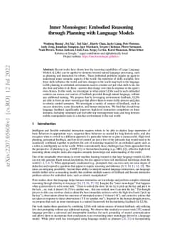 Inner Monologue: Embodied Reasoning through Planning with Language
  Models