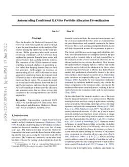 Autoencoding Conditional GAN for Portfolio Allocation Diversification