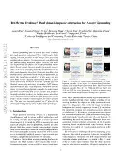 Tell Me the Evidence? Dual Visual-Linguistic Interaction for Answer
  Grounding